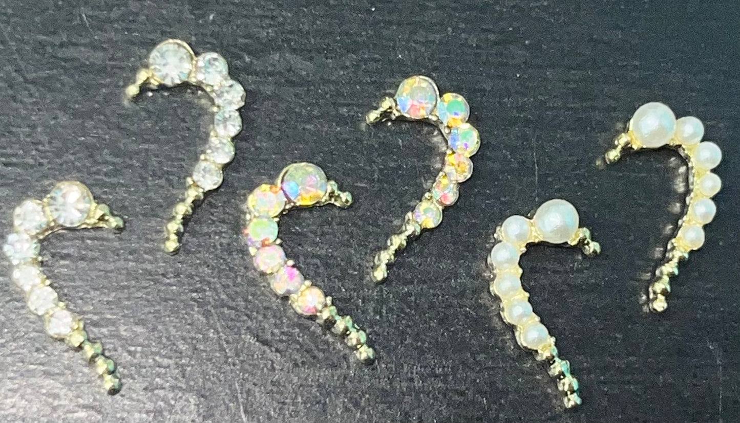 Mitades de corazón de cristal 6 piezas