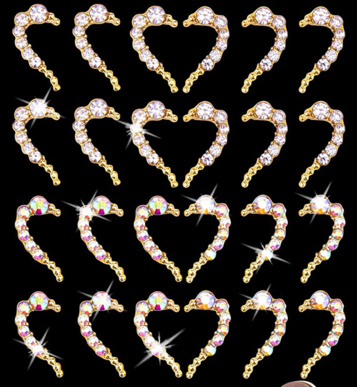 Mitades de corazón de cristal 6 piezas