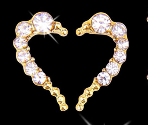 Mitades de corazón de cristal 6 piezas