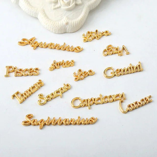 Zodiac Cursive Word Charms 2pcs - Kreativ Nail Supply